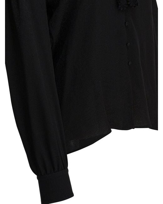 Chloé Black Blouse With Lace Collar Shirts