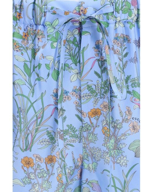 Gucci Blue Printed Silk Twill Shorts