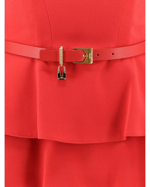 Elisabetta Franchi Red Mini Dress With Bustier Detail