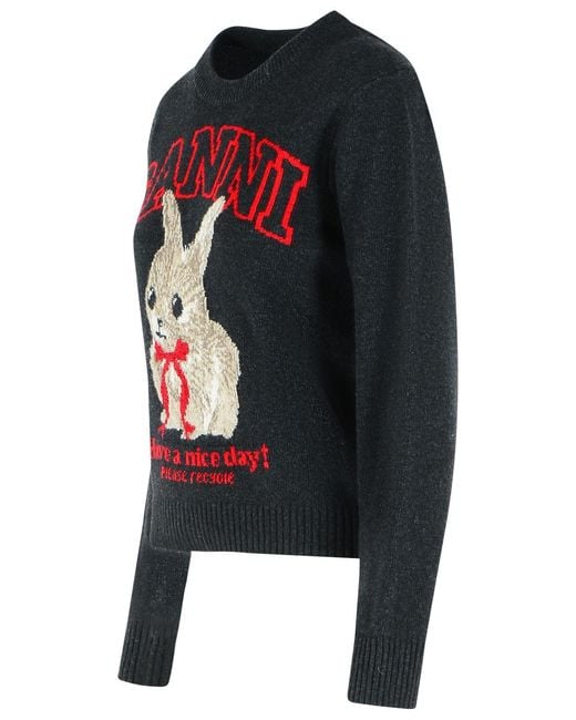 Ganni Black 'Phantom' Wool Blend Sweater