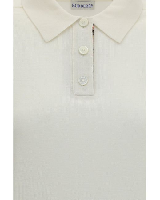 Burberry White Wool Polo