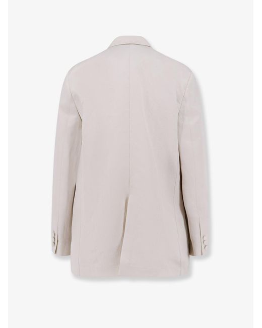 Alysi White Blazer Double-Breasted Lyocell-Linen