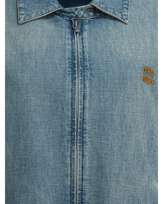 Miu Miu Blue Blouson With Logo