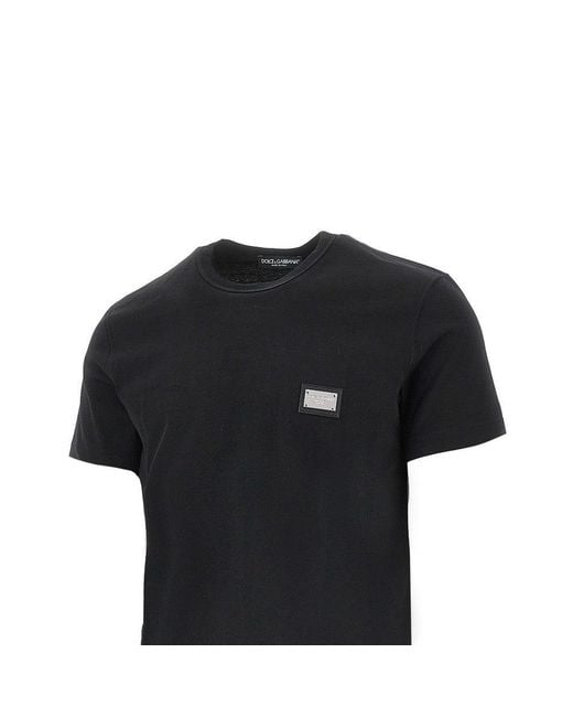 Dolce & Gabbana Black Logo Plate T-Shirt for men
