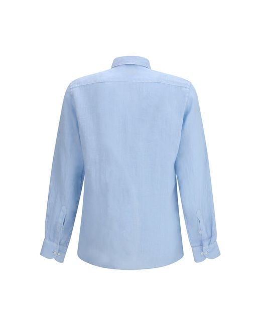 Brooksfield Blue Linen Shirt Cielo for men
