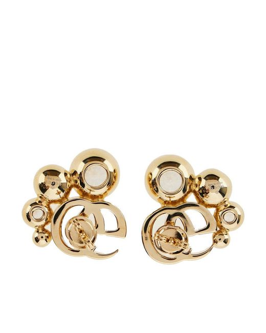 Gucci Metallic 'Gg Marmont' Earrings With Zirconia