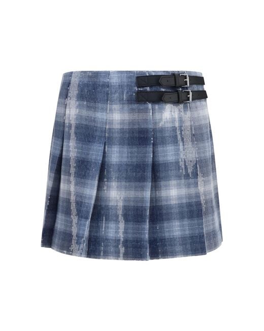 Pinko Blue Gongora Sequin Mini Skirt