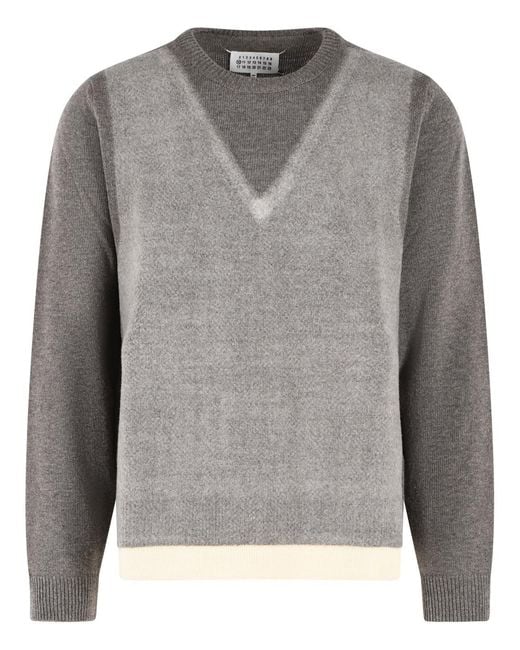 Maison Margiela Gray 'Fused' Virgin Wool Sweater for men