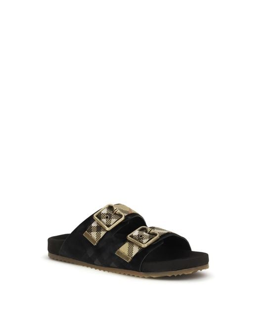 Burberry Black Urchin Suede Check Sandals