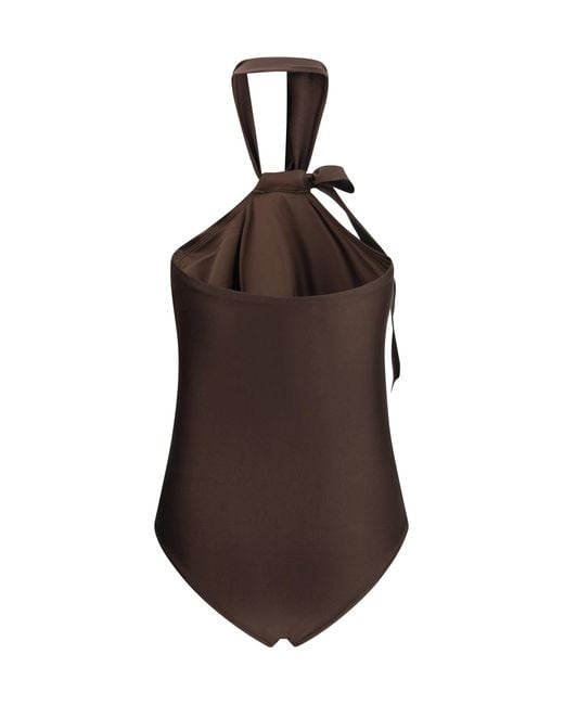 Zimmermann Brown Awaken Tie Neck One-Piece Bathing Suit