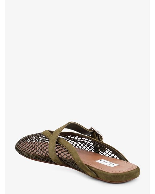 Alaïa Brown Fishnet Mesh And Leather Sandals
