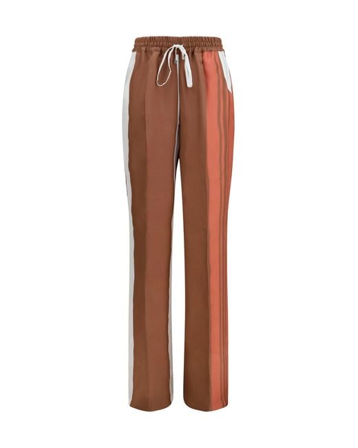 Kiton Brown Striped Silk Pants