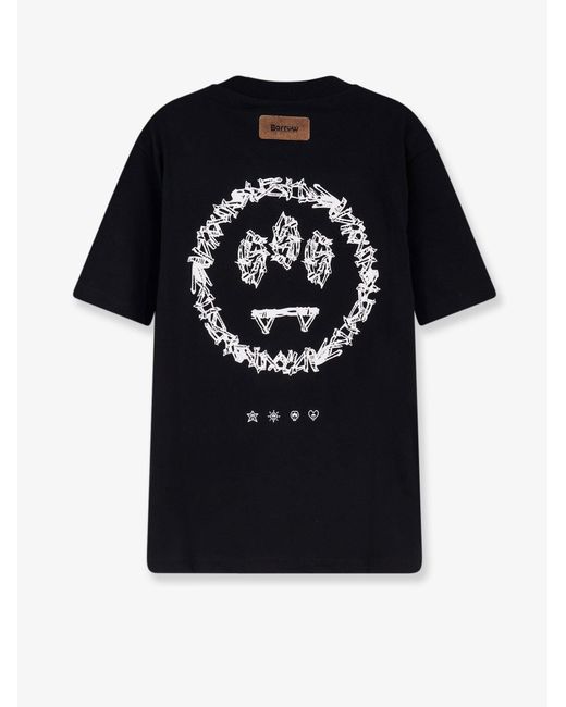 Barrow Black Cotton T-Shirt With Front Print for men