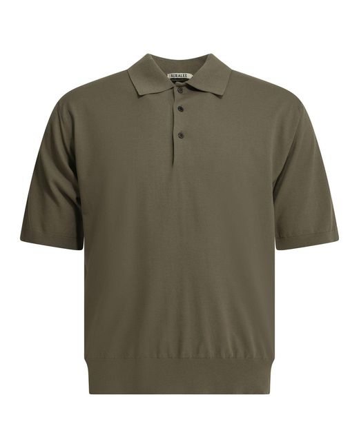 Auralee Green Giza Polo Shirt for men
