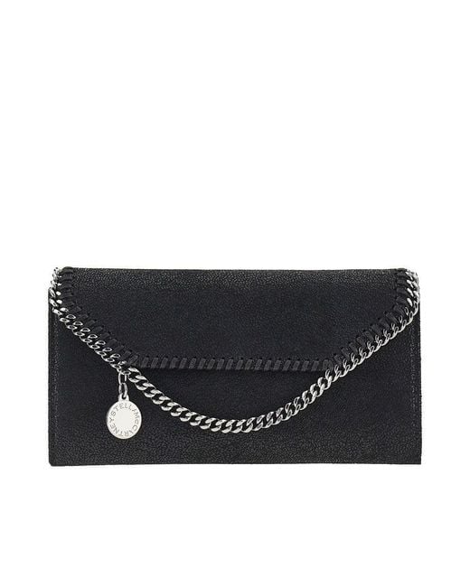 Stella McCartney Black Wallet With Falabella Shoulder Strap