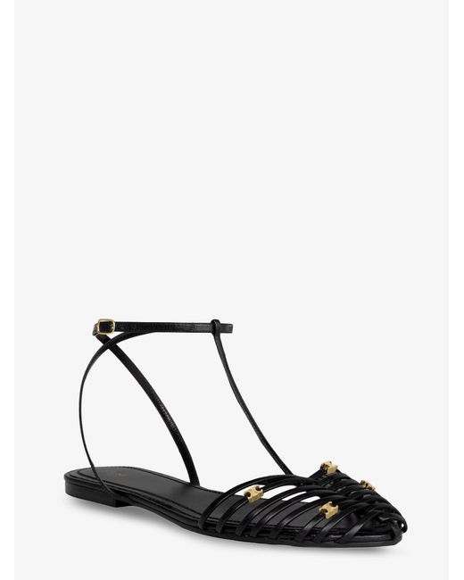Céline White Leather Cage Sandals With Metal Triomphe Logo Detail