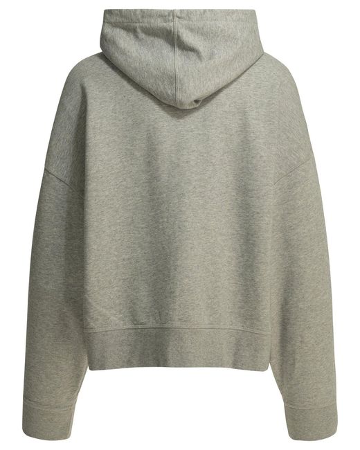 Ganni Gray Sweatshirt With Zipper And Logo