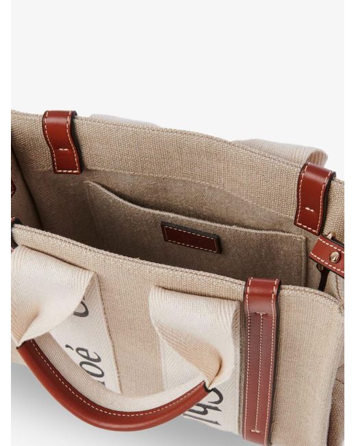 Chloé Pink Woody Linen And Leather Crossbody Bag