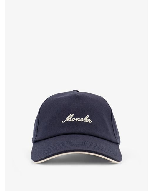Moncler Blue Cotton Baseball Hat for men