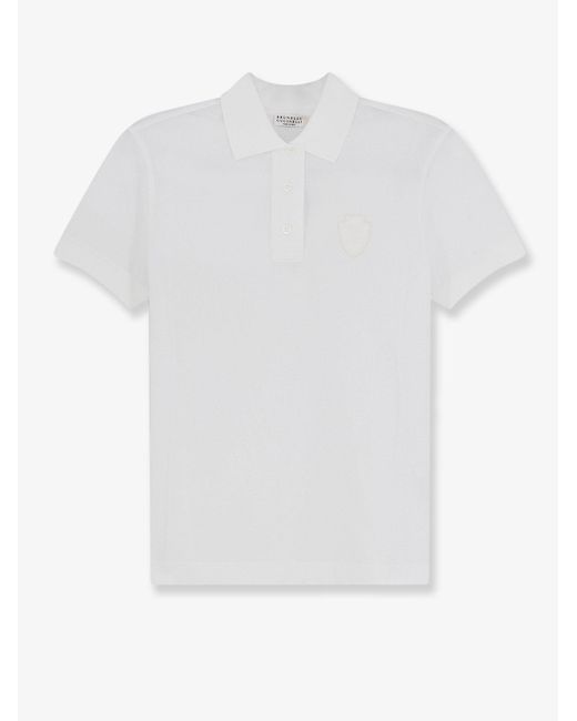 Brunello Cucinelli White Cotton Blend Polo Shirt