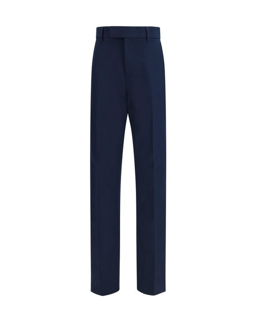 Ferragamo Blue Cotton And Cashmere Chinos Pants for men