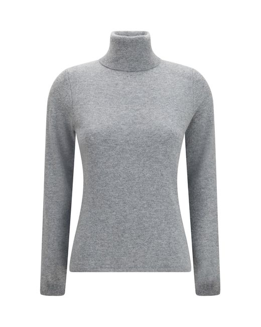 Allude Gray Cashmere Turtleneck Sweater