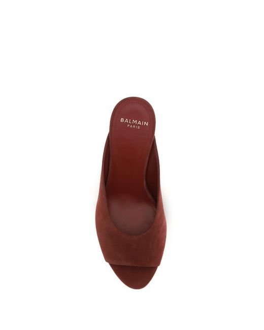 Balmain Brown Mules Suede