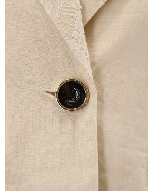 Pinko Natural Blazer Idony Embroidered Linen