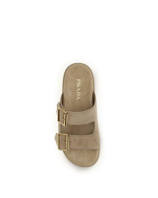 Prada Metallic Platform Sandals