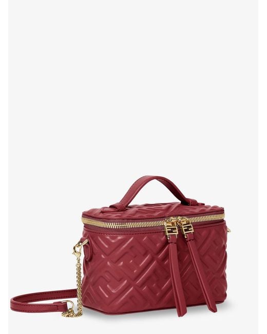 Fendi Red Vanity Leather Crossbody Bag With Ff Motif