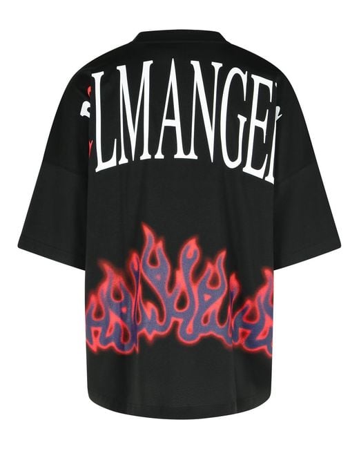 Palm Angels Black 'Flames' Cotton T-Shirt for men
