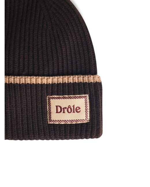 Drole de Monsieur Black 'Le Bonnet Laine' Merino Wool Beanie for men