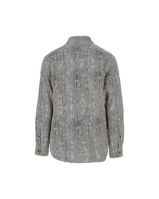 Emporio Armani Gray Printed Lyocell-Blend Comfort Fit Shirt for men