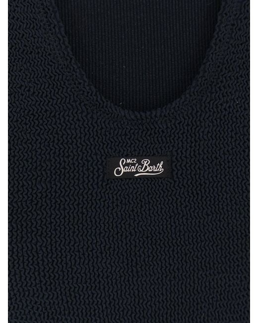 Mc2 Saint Barth Blue Lora Crinkle One-Piece Swimsuit