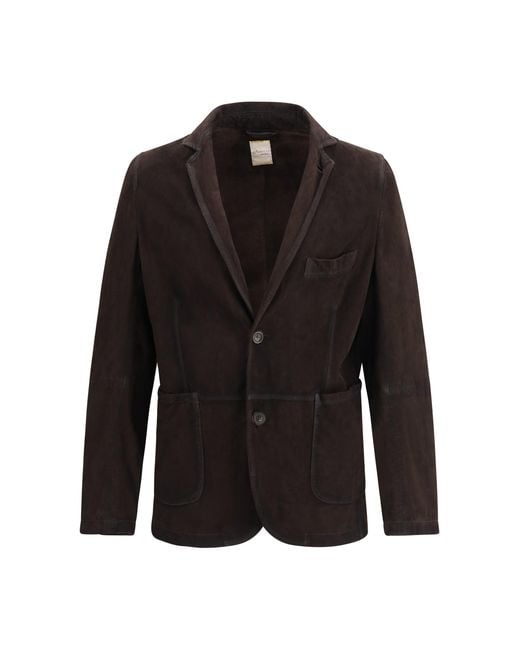 D'Amico Black Jacket Single-Breasted Suede for men