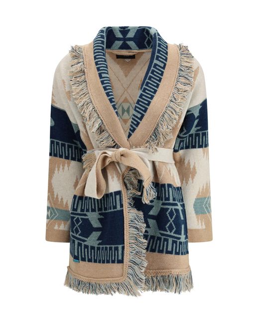 Women's Blue Icon Jacquard Cardigan Chalk Sand