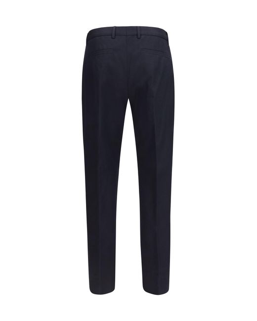Zegna Blue Cotton And Linen Tailored Pants for men