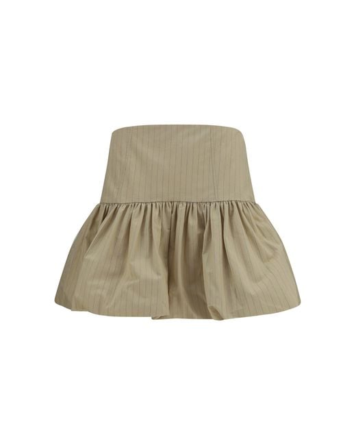 Ganni Natural Ruffled Mini Skirt Summer Sand