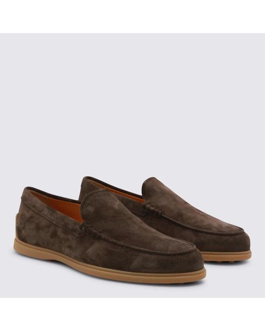 Tod's Brown Suede Leather Loafers for men