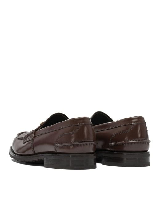 Prada Brown Shiny Leather Loafers for men
