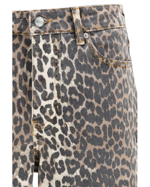 Ganni Gray Animal Print Jeans