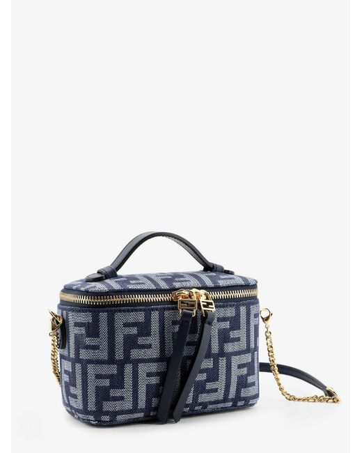 Fendi Blue Vanity Denim-Effect Ff Jacquard Minibag