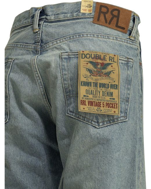 RRL Blue "Bridgeway Wash" Straight-Leg Jeans for men