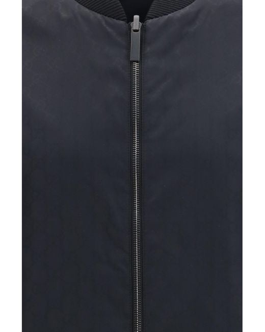 Gucci Blue Jacket Reversible Zip Silk Faille for men