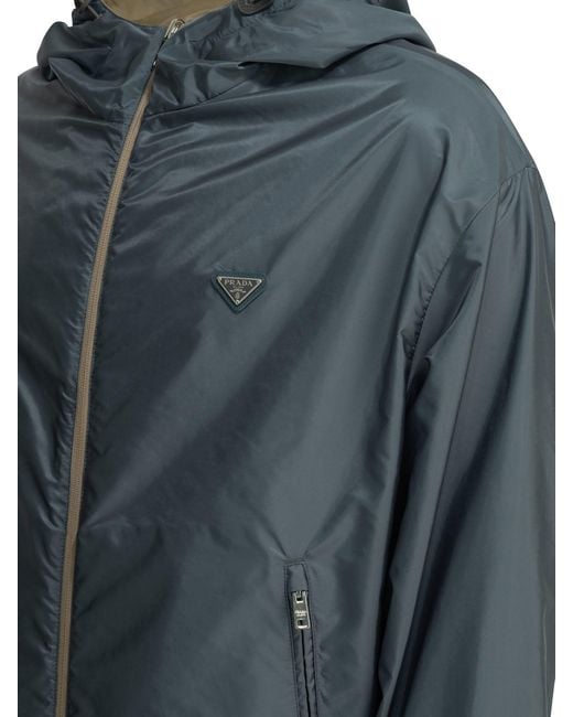 Prada Green Reversible Windbreaker Jacket With Logo for men