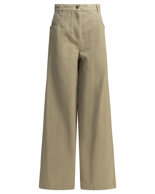 Max Mara Natural Wide-Leg Cotton Trousers