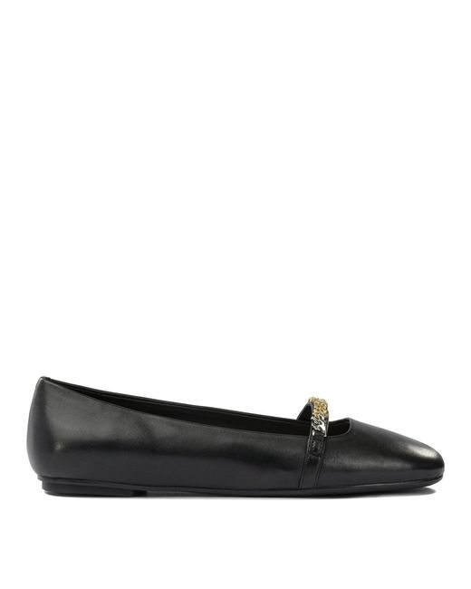 Pinko Black Leather Ballet Flats With Square Toe Ballerinas