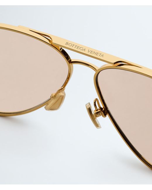 Bottega Veneta White "Aviator Sardine" Sunglasses