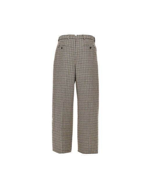 Emporio Armani Gray Check Tweed Pleated Pants for men
