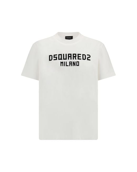 DSquared² White T-Shirt With €Œ Milano†Logo Printed for men
